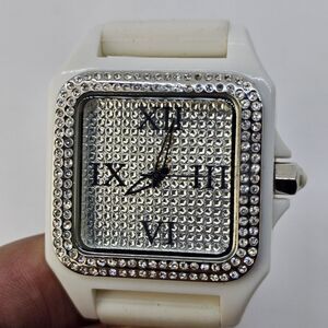 TKO ORLOGI Women's Watch ICE Crystal Dial Bezel White Plastic Bands‎ New Battery